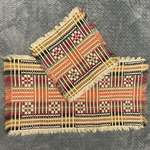 Vintage Textile Handmade Swedish Weaving Monks Belt Cloth 70s Table Runner Decor